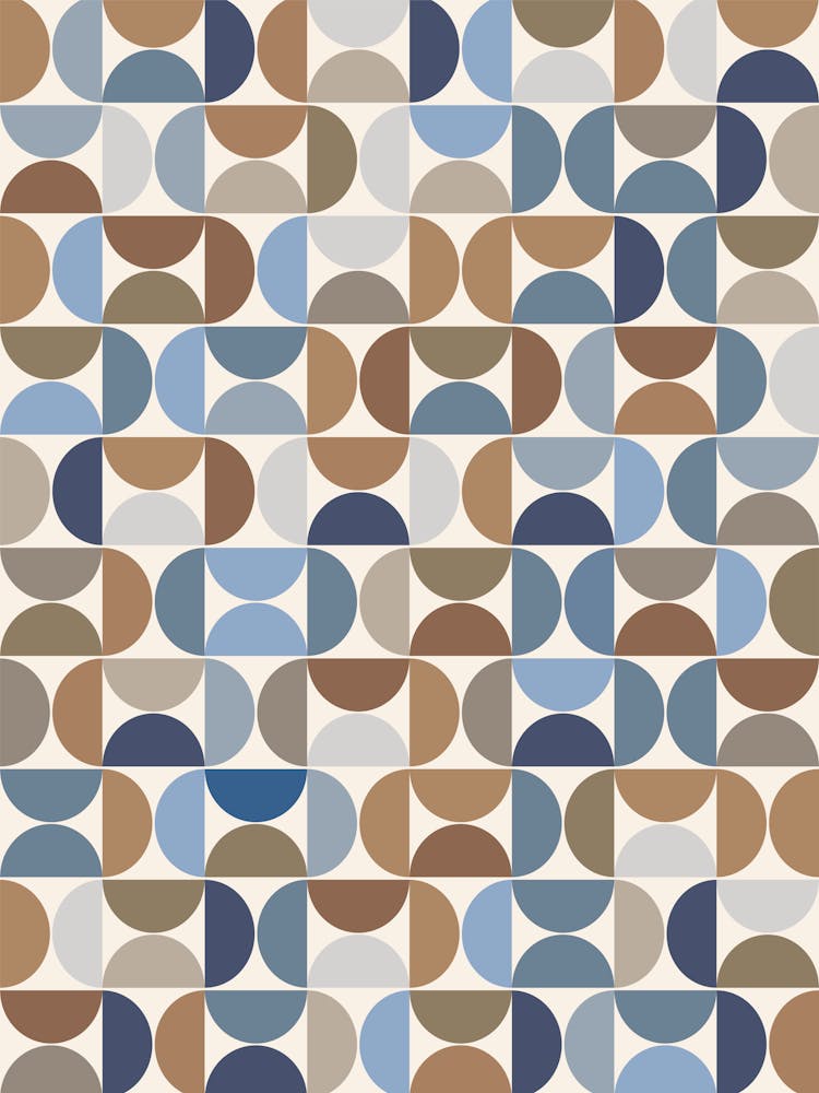 Mid Century Modern Pattern Earth Tones And Blue