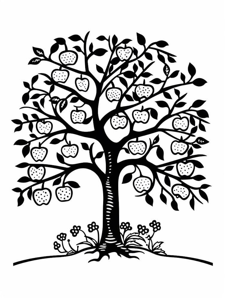 Apple Tree Simple Geometric Nature Stencil 1 1