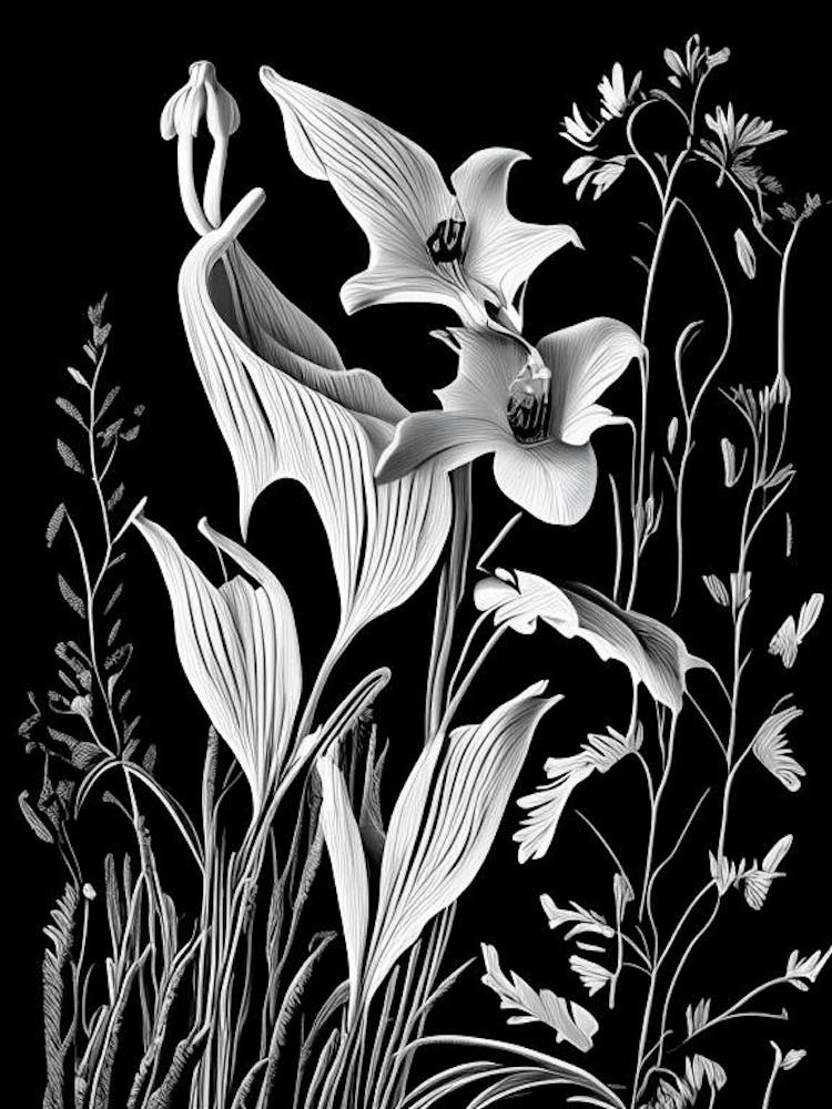 Harebell Wildflower Linocut 1