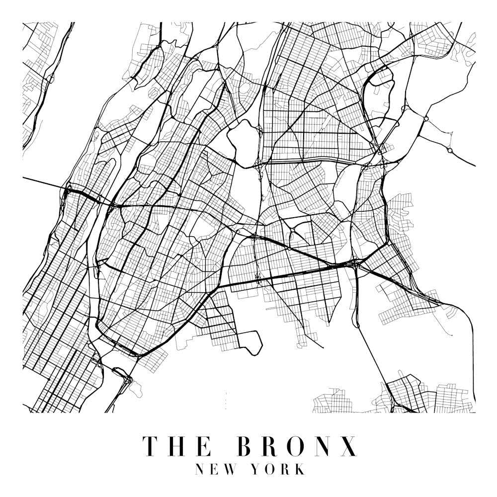 The Bronx New York Street Map Minimal Square