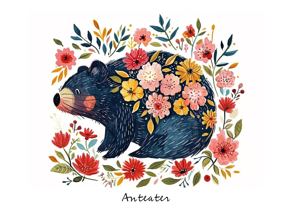 Little Floral Anteater Poster