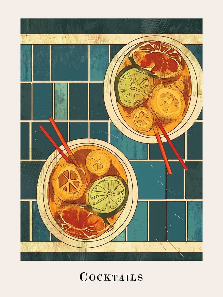 Cocktails Tiled Poster 2