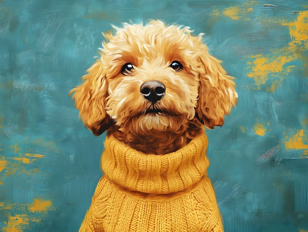 Labradoodle In Yellow Sweater