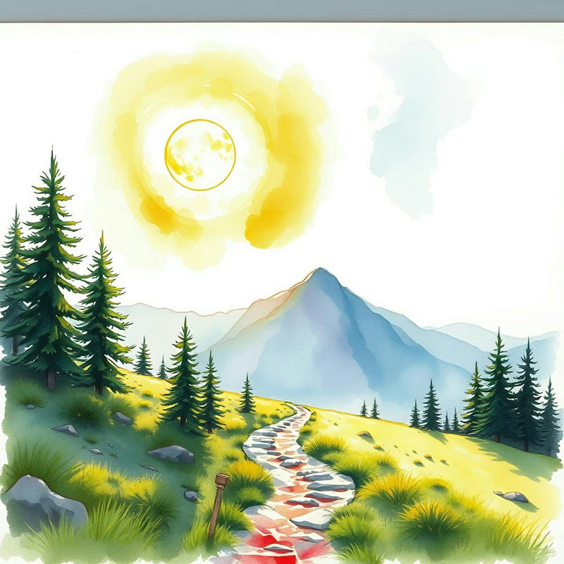 Watercolor Of A Path In The Mountains