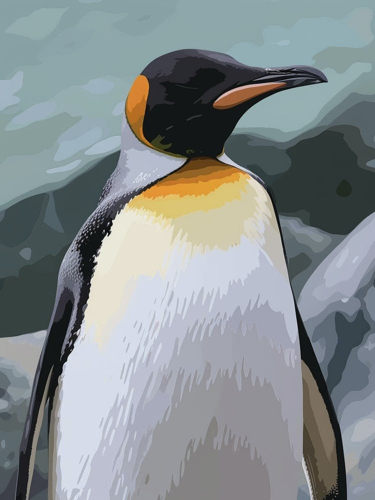 King Penguin Floreana Island Minimalist Illustration 1