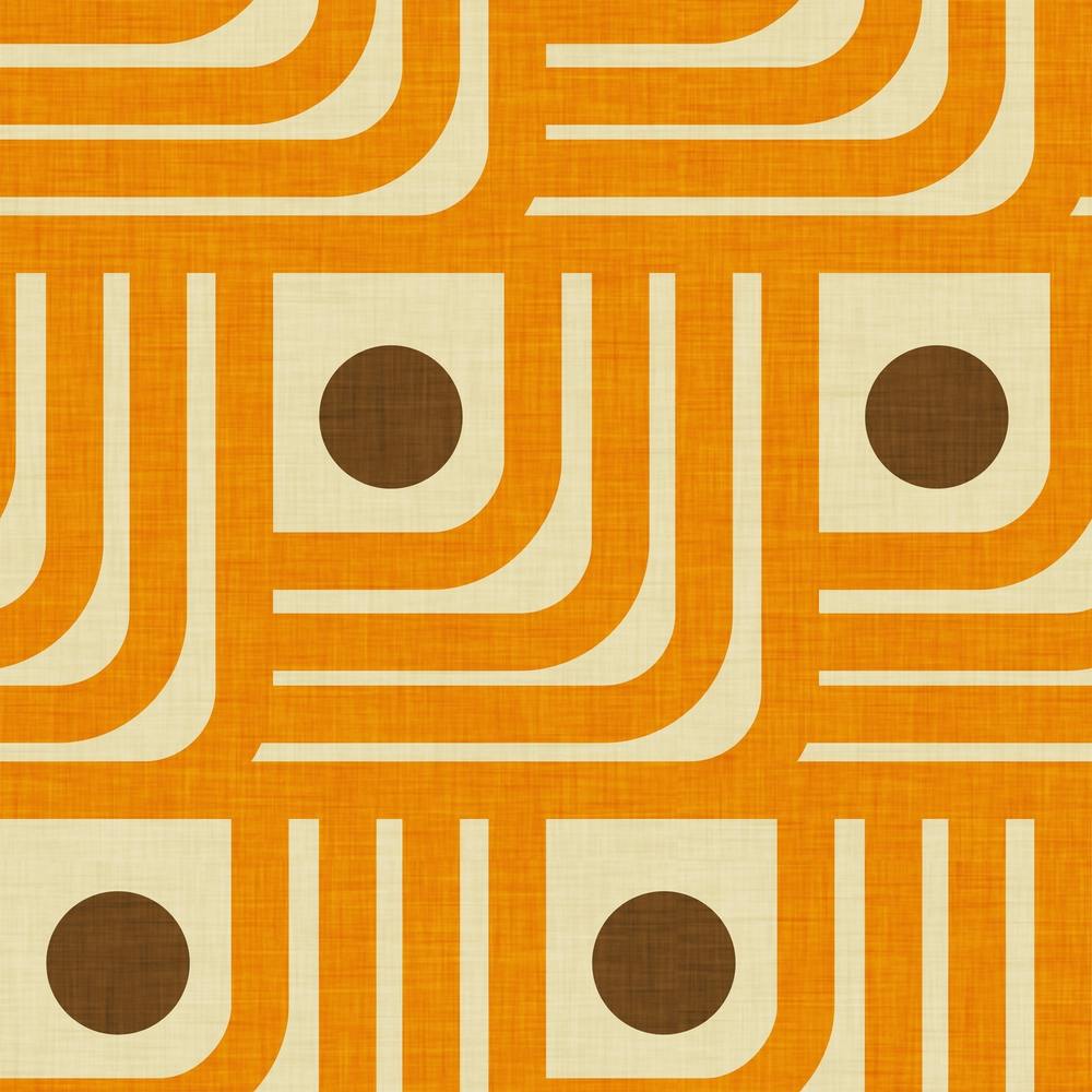 70s Curve Lines Orange Brown
