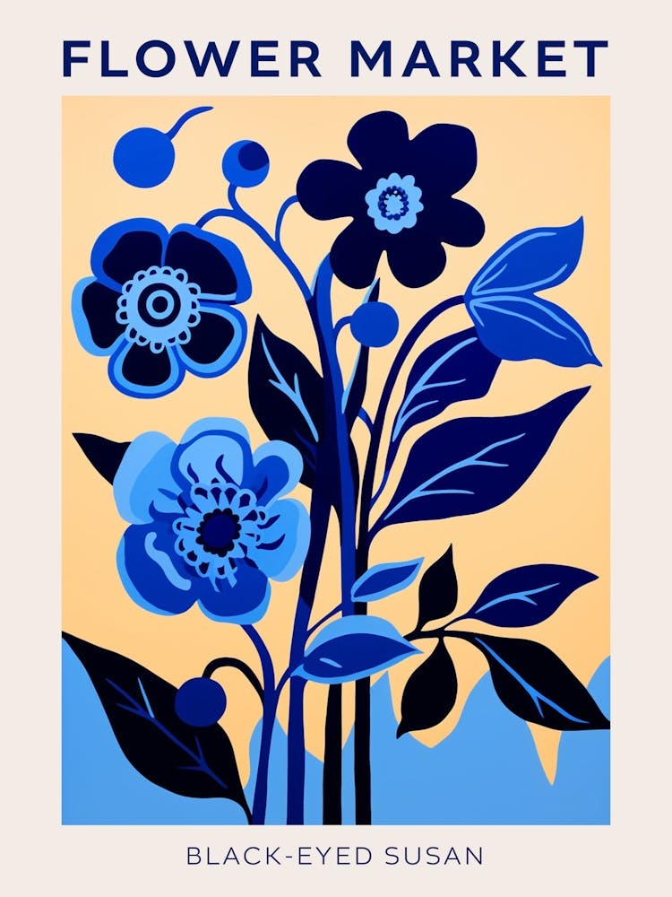 Blue Flower Market Poster Black Eyed Susan 3