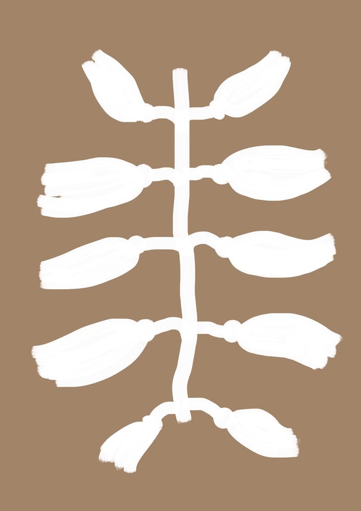 White Tassels Composition On Beige