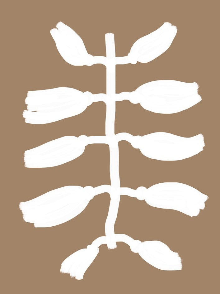 White Tassels Composition On Beige