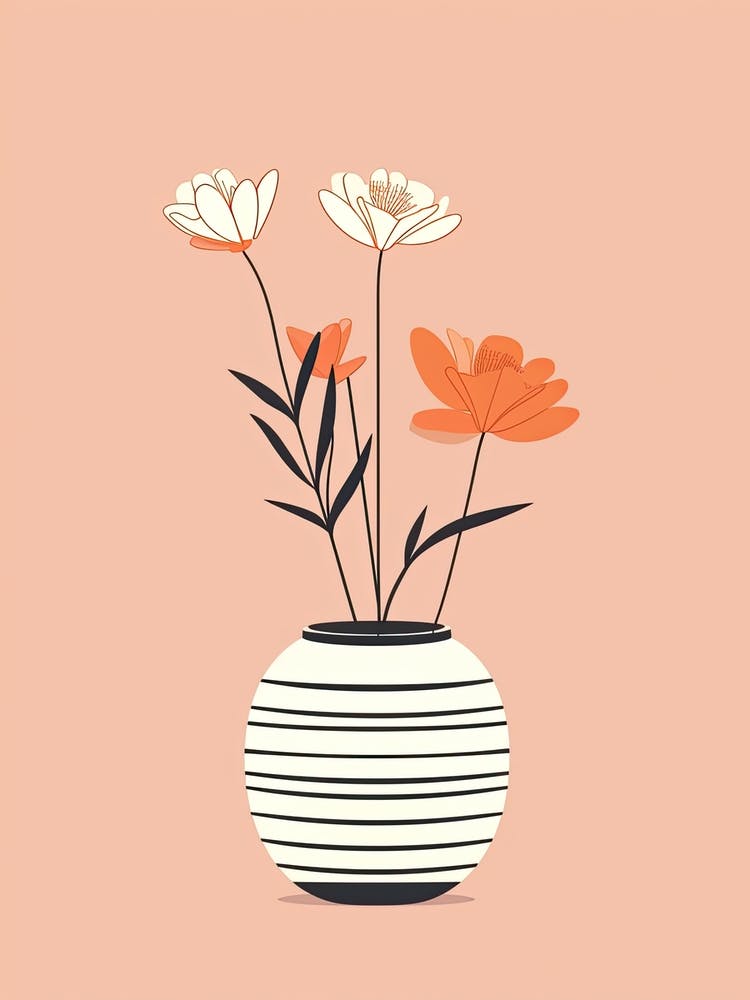 Flower In A Vase Line Art 0
