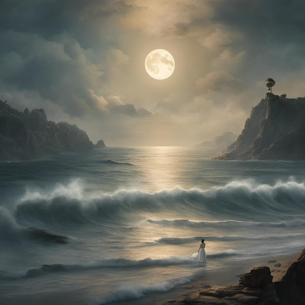 Full Moon Over The Ocean