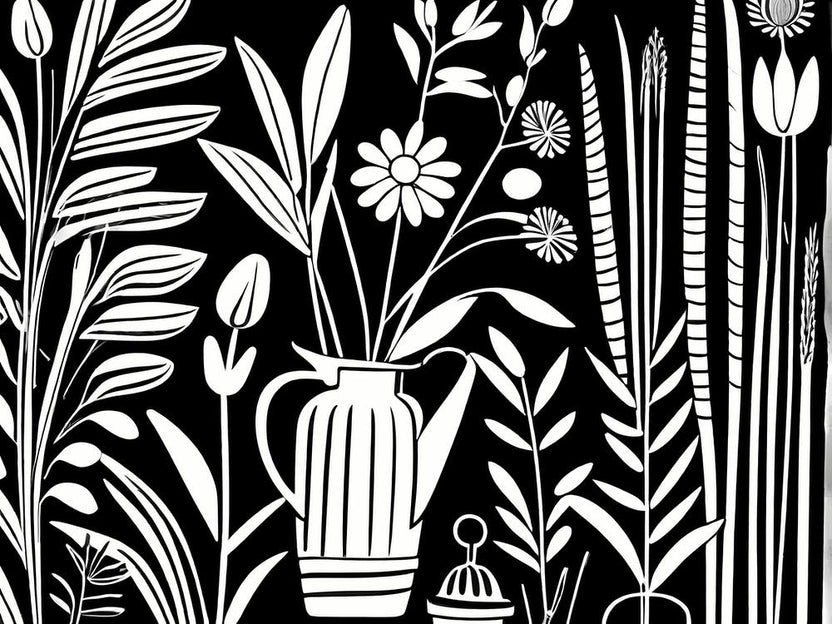 Lion cut inspired Black and white Garden plants & flowers art, Gardening art, Garden 189