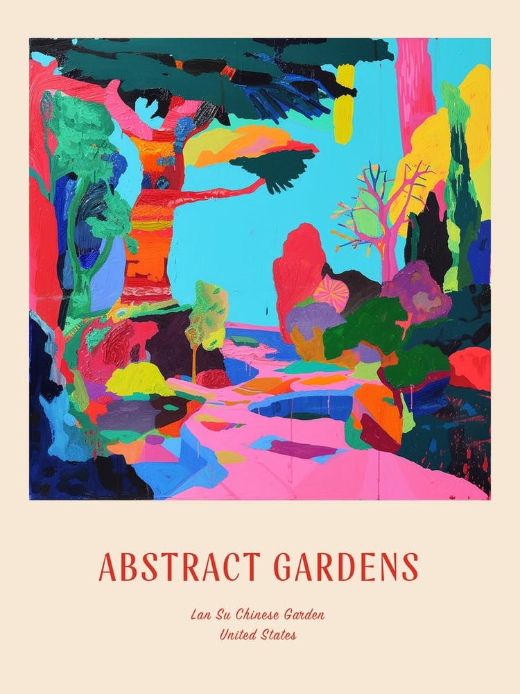 Farbenfrohe Gärten Lan Su Chinese Garden Usa 2 Rotes Poster