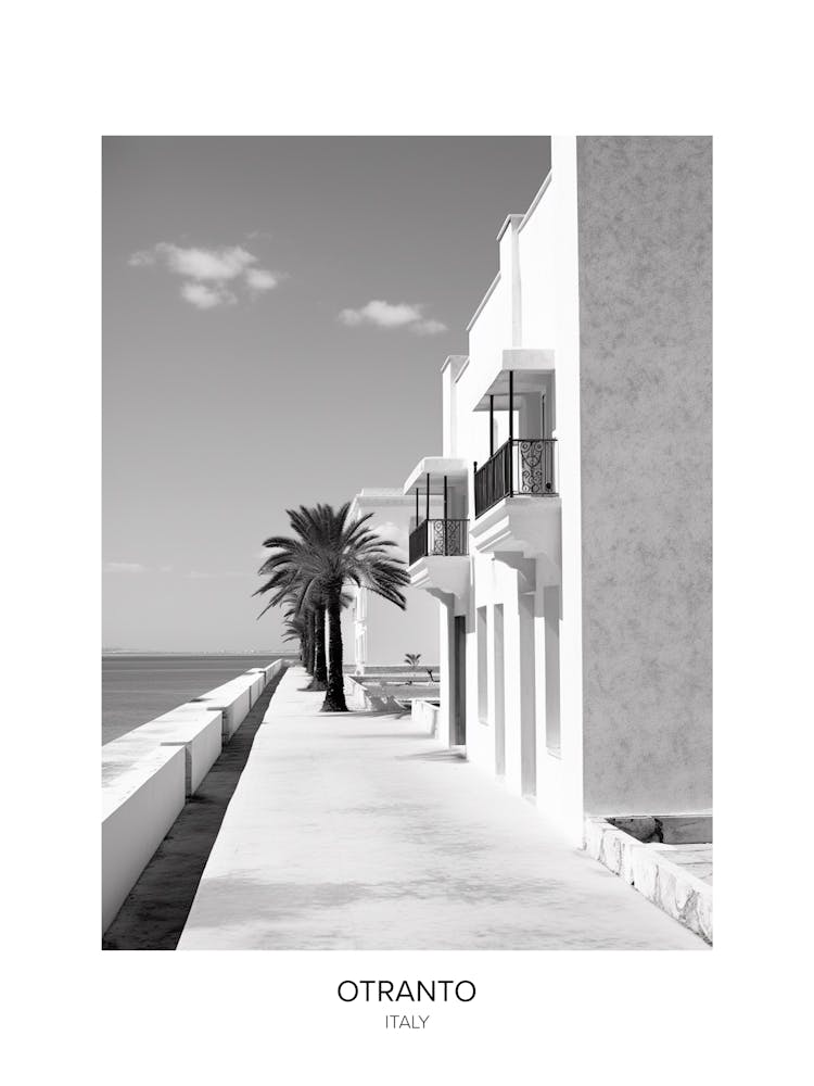 Poster Of Otranto, Italy, Black And White Photo 2