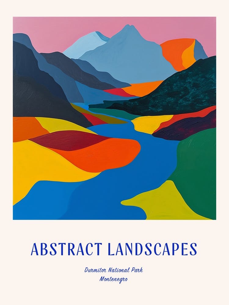 Colourful Abstract Durmitor National Park Montenegro 1 Poster Blue