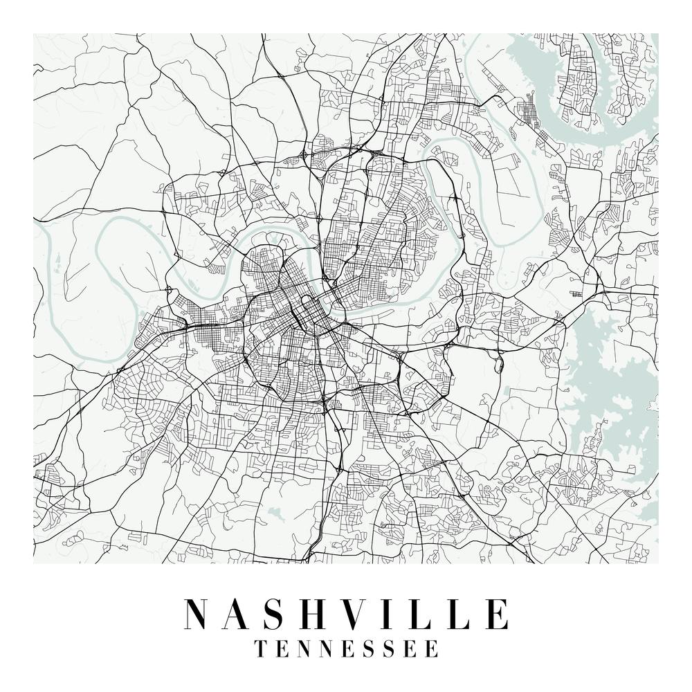 Nashville Tennessee Street Map Minimal Color Square
