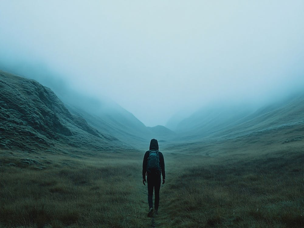 Person Walking In The Fog
