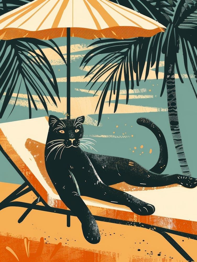 Schwarzer Panther am Strand 1