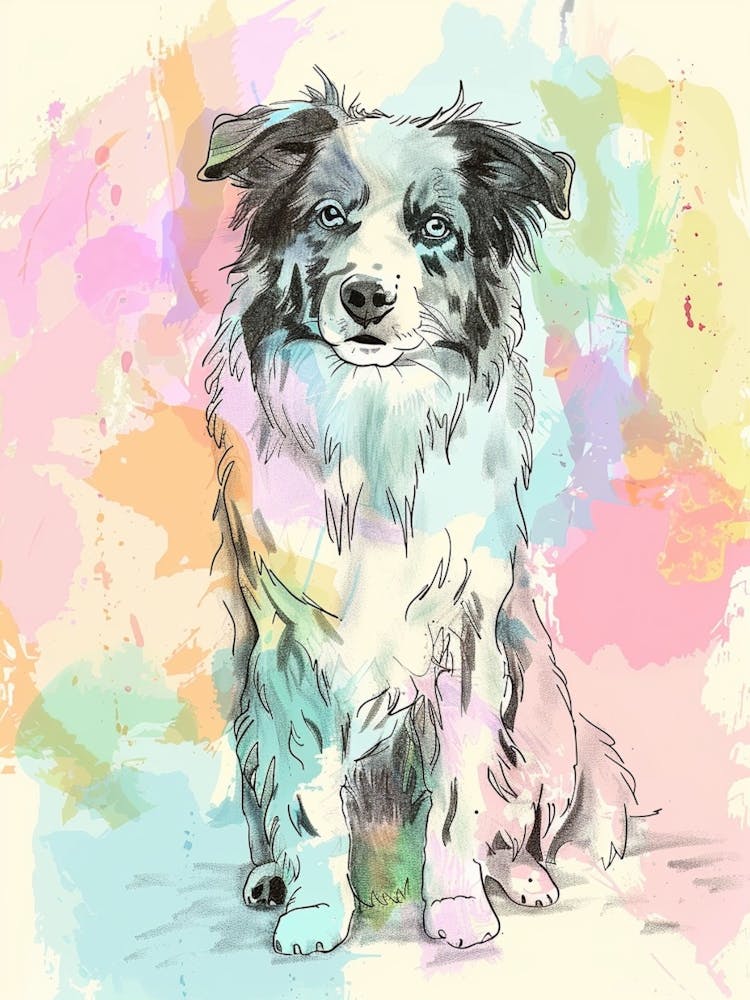 Australian Shepherd Pastelllinien-Aquarell