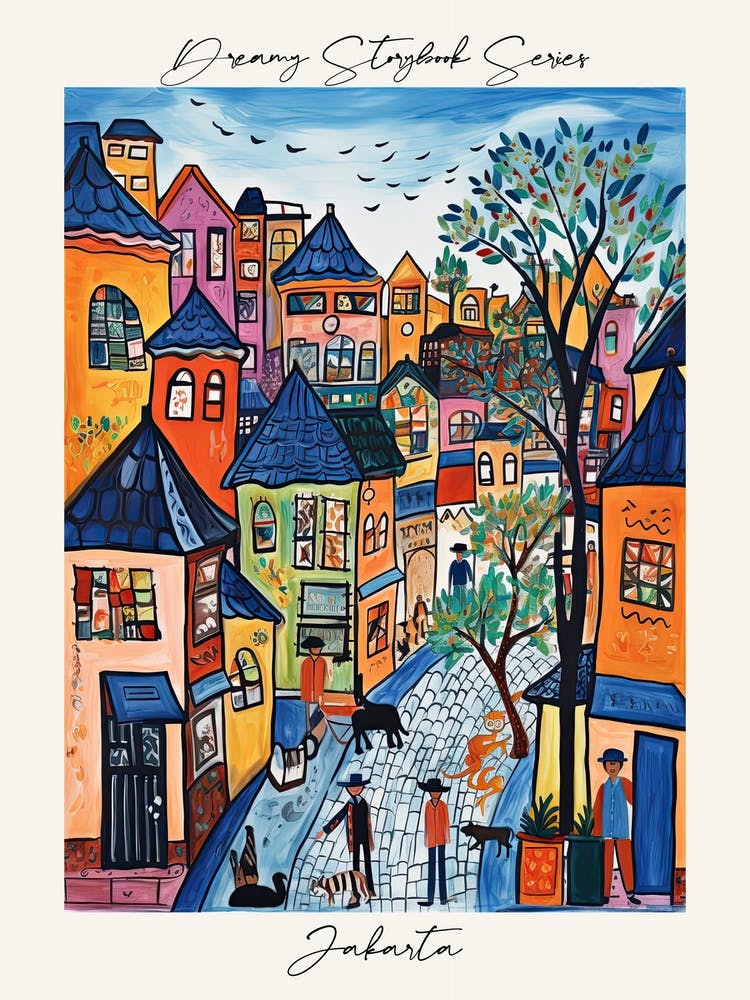 Poster Of Jakarta, Dreamy Storybook Illustration 3