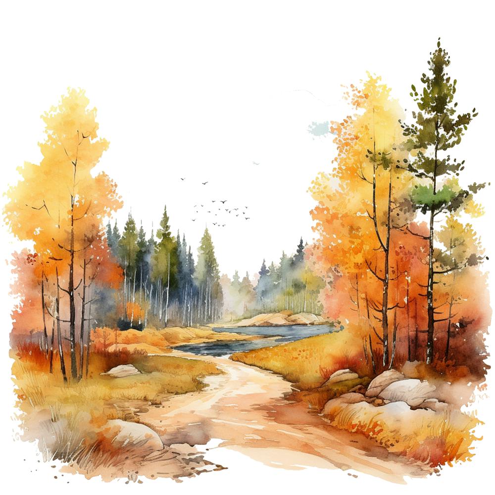 Aquarell Herbstlandschaft – Aquarellgemälde 3