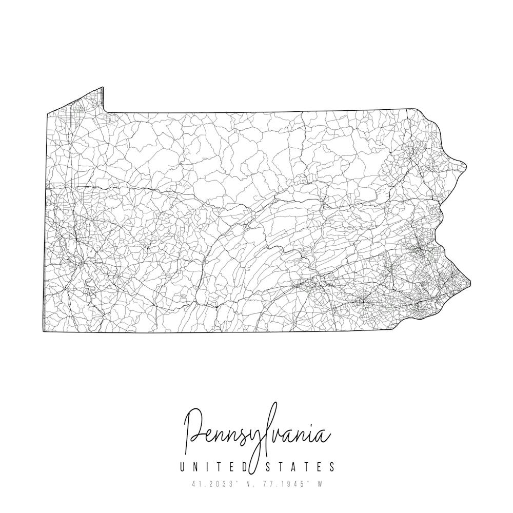 Pennsylvania Minimal Street Map Square