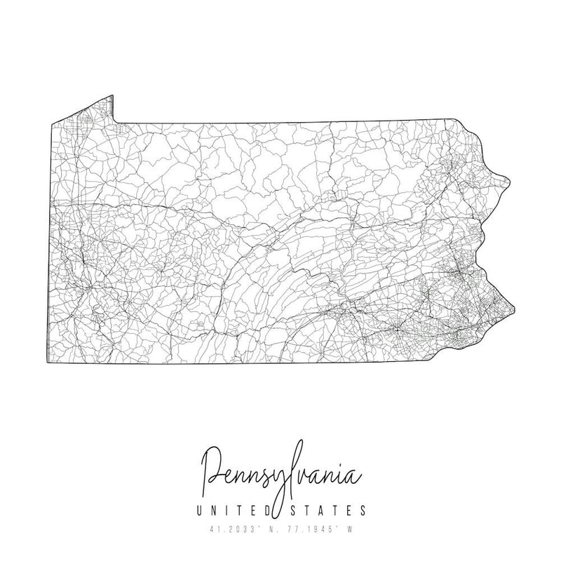 Pennsylvania Minimal Street Map Square