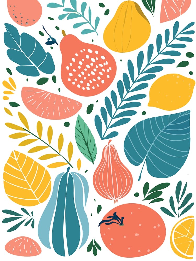 Motif de fruits Style Matisse