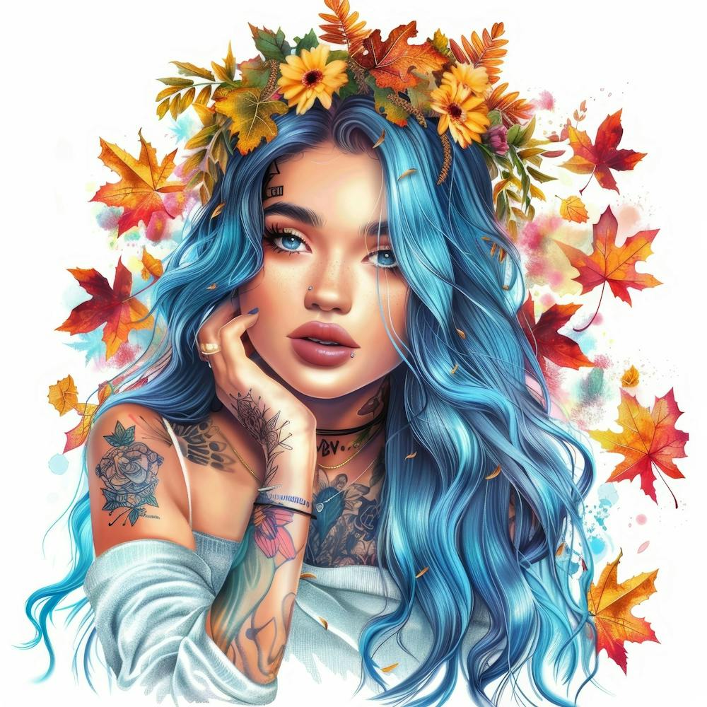 Autumn Girl With Tattoos