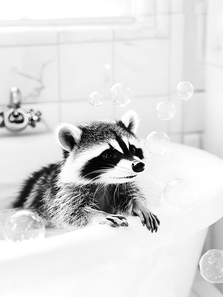Raccoon In The Bath 1