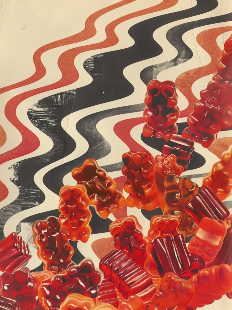 Red Gummy Bear Retro Pattern