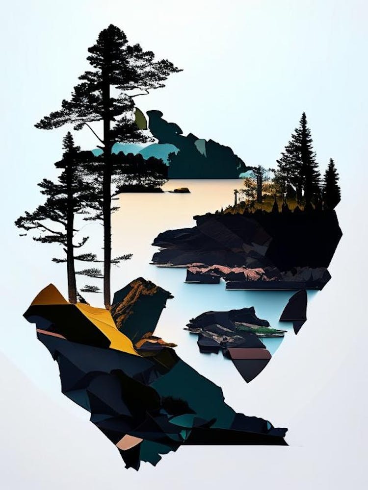 Acadia National Park United States Of America Cut Out Paper