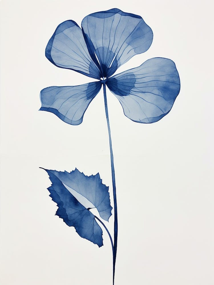 Blue Botanical Flamingo Flower 1