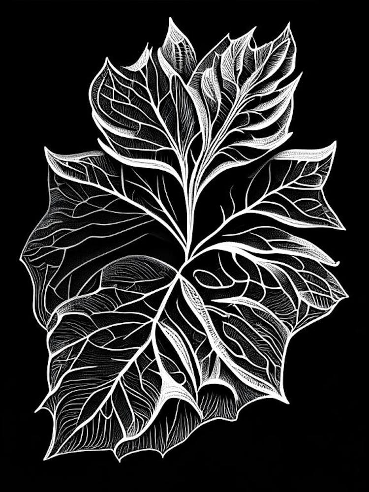 Apple Leaf Linocut 2