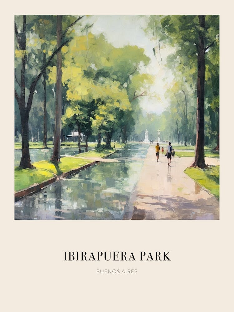 Ibirapuera Park Buenos Aires Argentina Vintage Cezanne Inspired Poster
