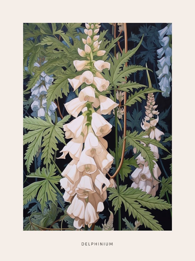 Flower Illustration Delphinium 2 Poster