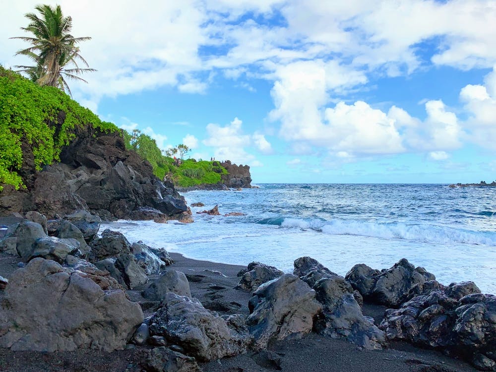 Black Sand Beach On The Road To Hanna (Maui Series)