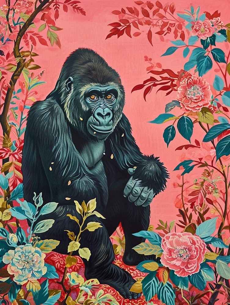 Floral Animal Painting Gorilla 2
