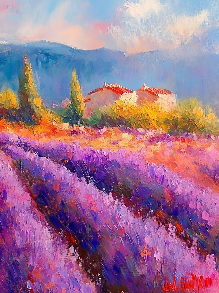Oil Painting Lavender Field