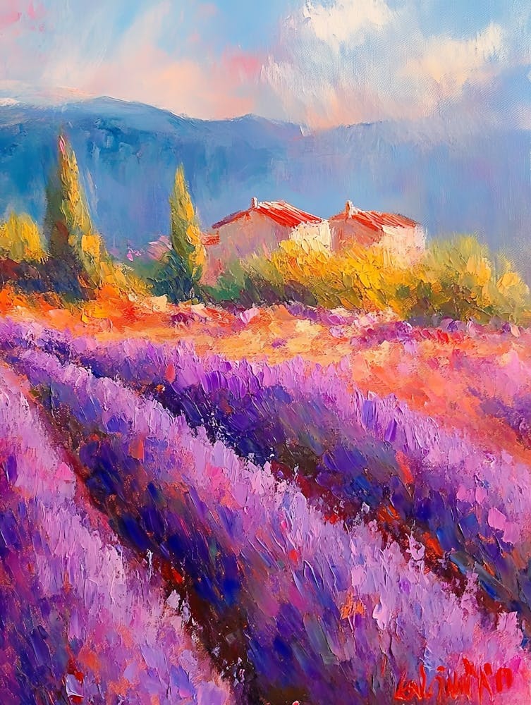 Oil Painting Lavender Field