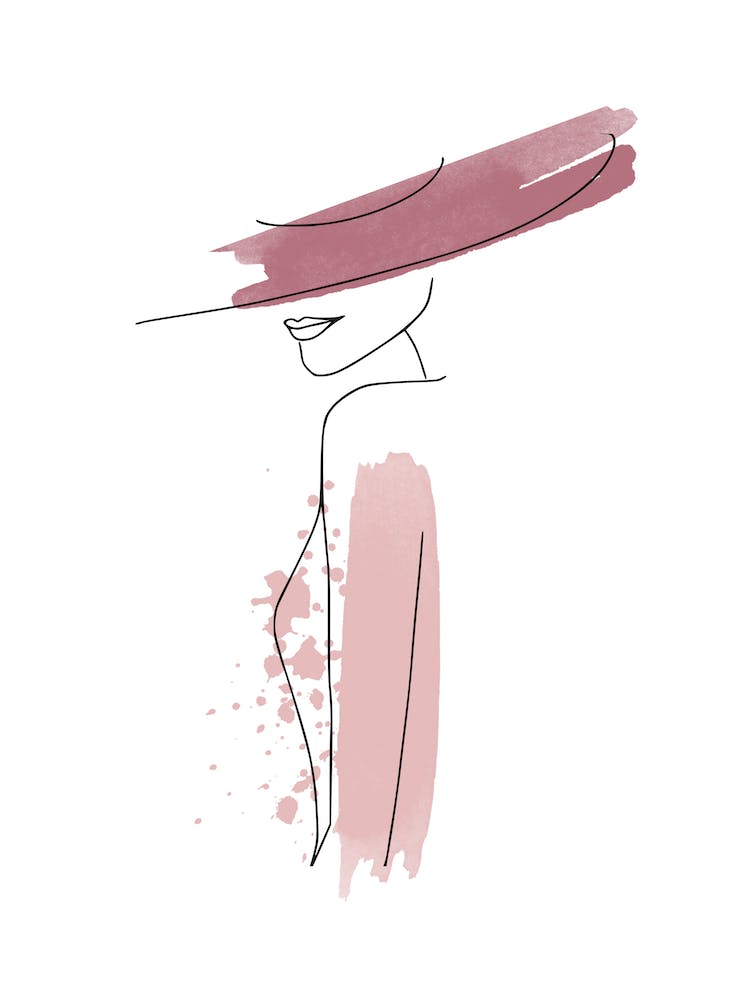 Line art style woman with watercolor painting II