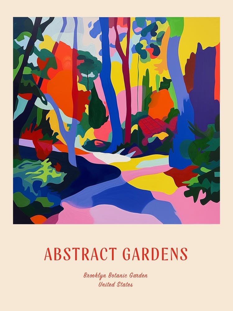 Colourful Gardens Brooklyn Botanic Garden Usa 2 Red Poster
