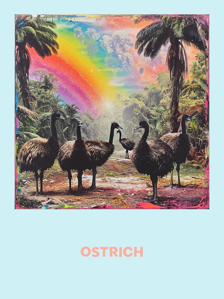 Ostrich Rainbow Poster 3