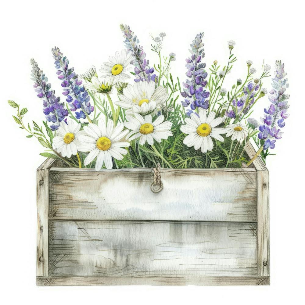 Wildflowers In A Wooden Box 1