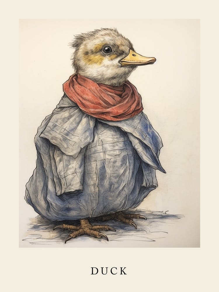 Beatrix Potter Inspired  Animal Watercolour Duck 1