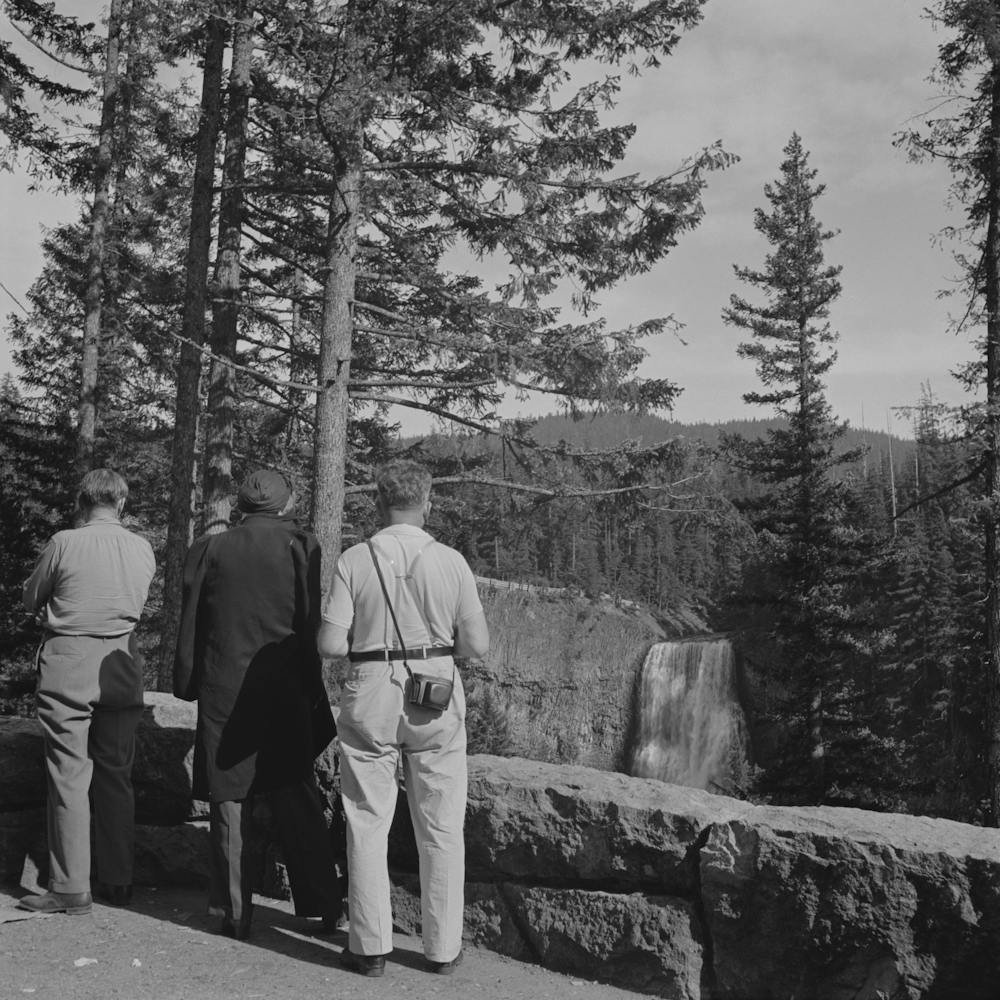 Willamette National Forest, Lane County, Oregon, Tourists At The Salt River Falls By Russell Lee