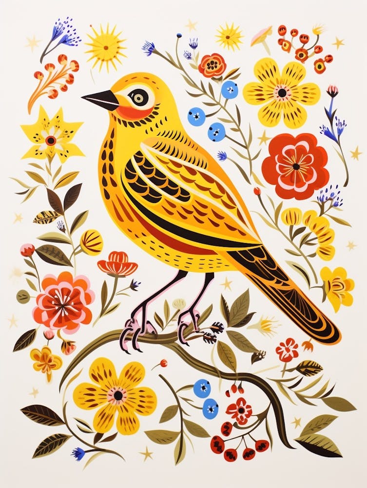 Scandinavian Bird Illustration Yellowhammer 2