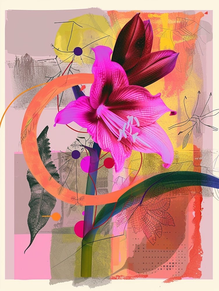 Amaryllis 3 Neon Flower Collage