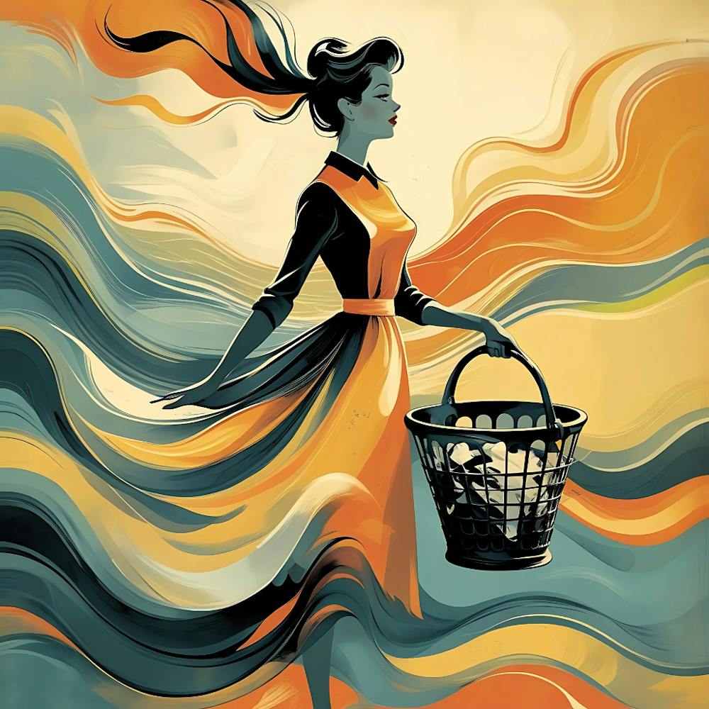 Laundry Basket - Woman With A Basket