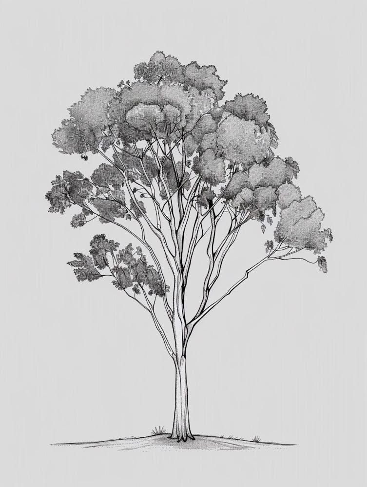 Eucalyptus Tree Minimalistic Drawing 1